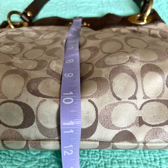 COACH Ashley Logo Signature Shoulder Bag Purse Jaquard & Leather F20265 - Picture 11 of 12